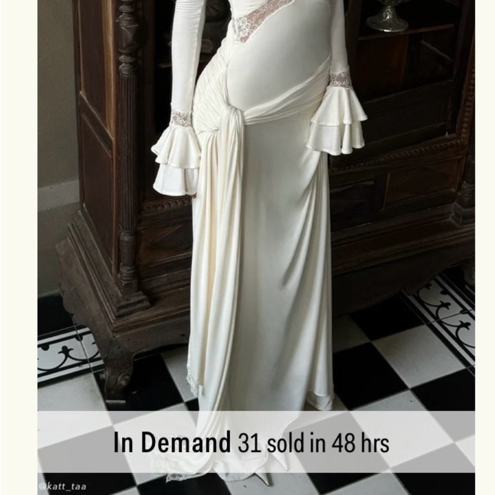 Meshki White Maxi Dress with Lace Details